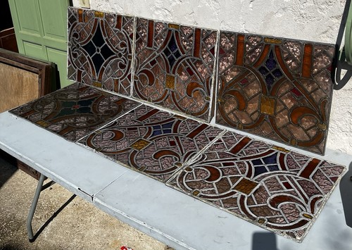Lot vitraux anciens art - 6,