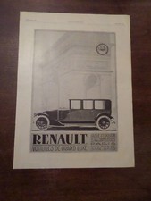  1919 Renault Car Pub 41 x 29.5 Advert Ancestor Old Car