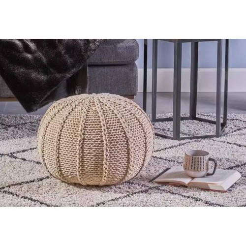 Knitted cotton pouf - cotton,
