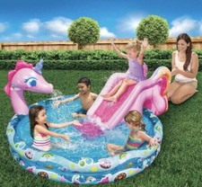 Banzai Kids Inflatable Unicorn Swimming Pool With Slide *Brand New*