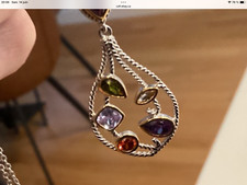 PK collier chaine et pendentif argent massif 925, améthyste péridots….