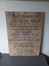 ANCIENNE PLAQUE BOIS MISE EN OEUVRE DE L'ACIER HR - WW2- ST BREVIN 65 cm x 48 cm