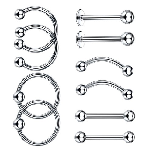 Lot piercings argentés - de,