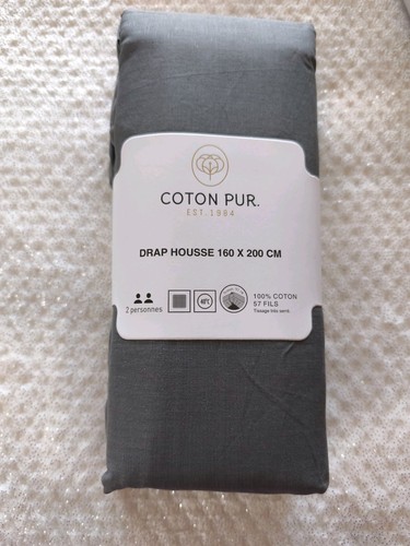 Coton pur drap housse - drap-housse, ardoise