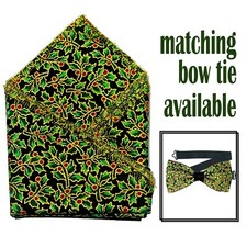 Houx & Baie Poche Carré Noeud Cravate Coton Bal Mariage Nouvel An Fête de Noël
