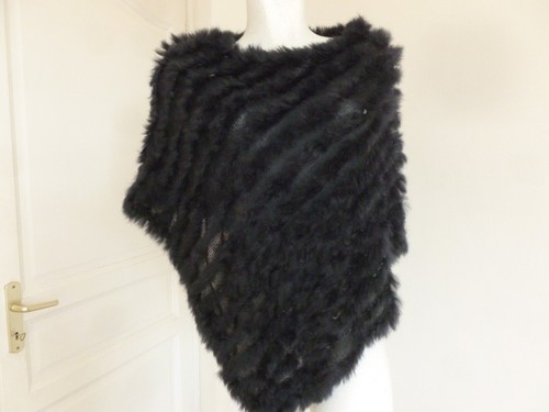 Cape poncho tricot fourrure - et,