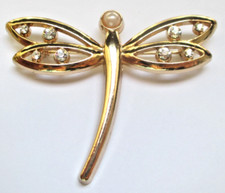 grande broche libellule couleur or cristaux diamant élégant bijou vintage 144