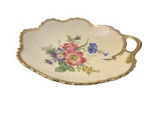 ANCIEN PLAT DE PRÉSENTATION FRUIT LÉGUME  PORCELAINE COUPE ASSIETTE SIGNÉE R