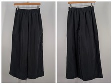 Elizabeth Suzann Black Rayon Wide Leg Culottes Elastic Waist Easy Pants USA Boho