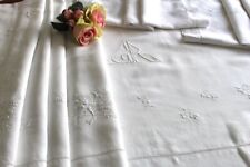 Antique Embroidered & Monogrammed Yarn Bed Set GR / Antique Linen 30521-03