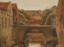 Canal avec pont | aquarelle de