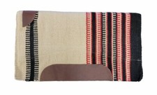 Tapis de selle Western en laine pour selle sans arçon, beige/rouge