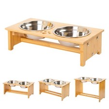 Raised bowls - for dogs and cats - raised bamboo stands with...