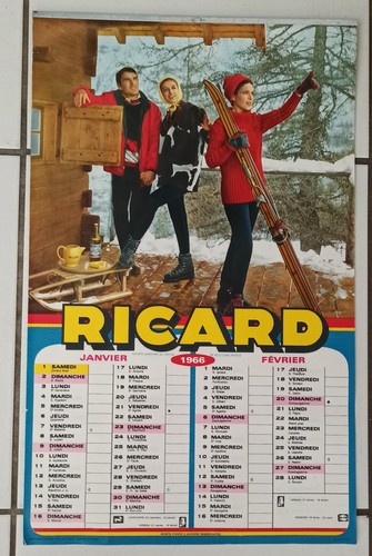 Calendrier ricard 1966 complet - calendrier,