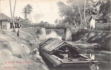 L380 Ceylon Sri Lanka A Padda Boat covered bridge river Colombo postcards