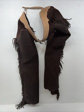 NOS Brown Show Chaps With Fringe Adjustable Waist 44” L-36