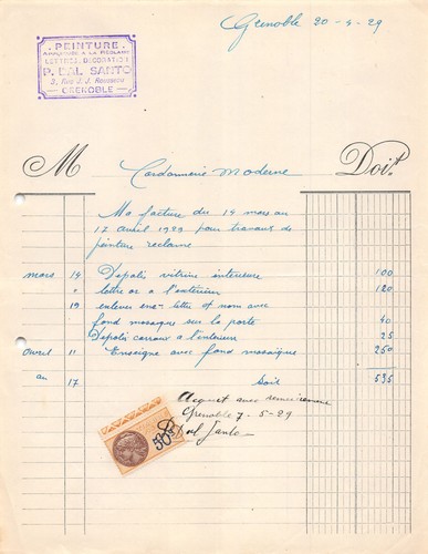 1929 peinture grenoble - grenoble,