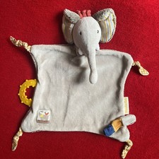 🇫🇷 Doudou Éléphant Gris Taupe Les Papoums MOULIN ROTY Anneau Tétine TTBE