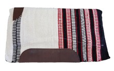 Tapis de selle Western en laine pour selle sans arçon, Rouge/blanc