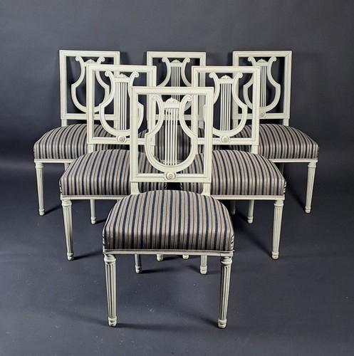 Suite six chaises lyre de - six,