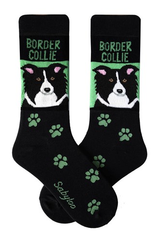 Border collie crew socks - border,