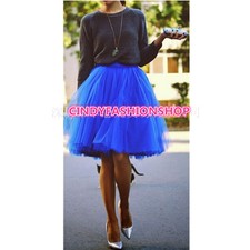  Summer Blue Soft Tulle Lolita girls Skirt Beachwear Saias Jupe TUTU Skirt S-3XL