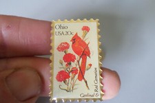 OHIO USA 20C Bird Bird Printed Postal Stamp Pin S Pin Brooch