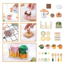 Service à thé en bois pour petites filles, jouet combiné, jeu de simulation,
