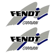 2 x FENDT 17 x 30cm autocollant sticker camping car caravane Noir Gris Bleu
