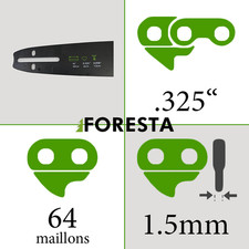 Guide chaîne tronçonneuse 40cm de coupe 64entraineurs 0.325 0.058 Parkside PB...