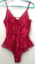 Victoria's Secret Bodysuit Small Red Teddy Lingere One Piece Semi Sheer Sexy
