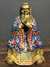 8.8 " China Cloisonne enamel Bronze Dynasty Kongzi Confucius Confucian Statue