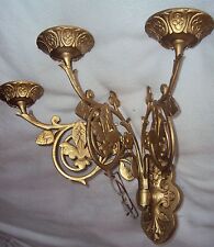 SUPERB RELIGIOUS APPLIQUE WITH STAND / BRONZE / GOTHIC STYLE / 3 CANDLES / #3