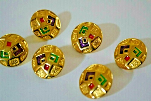 Boutons dorés emaillés - boutons,