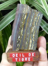 Tiger Eye Plaque Wood Base