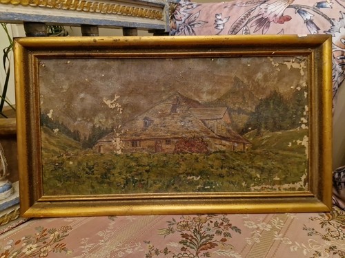 Peinture ancienne huile sur - ,