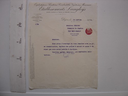 Facture lettre 1925 - facture,