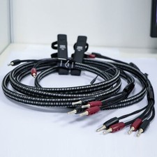 Pair K2 Speaker Wire Cable with 72V DBS Silver Banana Spade Plug Bi-wire Cable