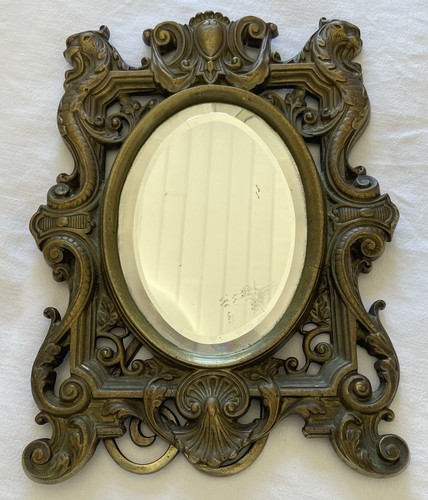 Ancien miroir bronze verre - miroir, en