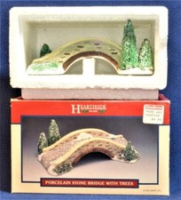 Original Boite 1994 Lemax Porcelaine Hearthside Pierre Pont W Tree Figurine #