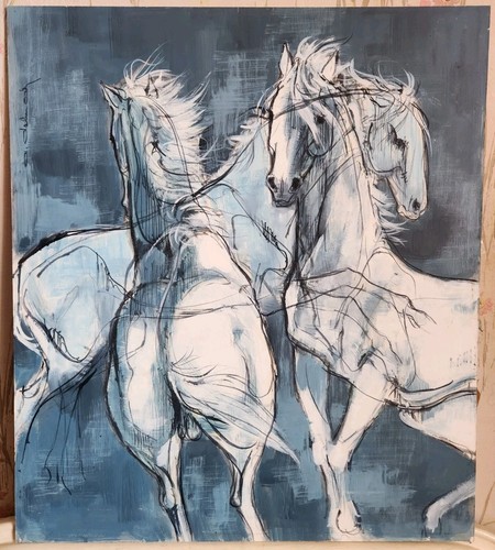 Tableau huile sur carton - tableau,