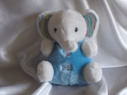 Doudou éléphant bleu blanc - bleu,,