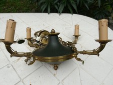 Lustre Empire/Napoléon 1er bronze et tole 4 feux col de cygne