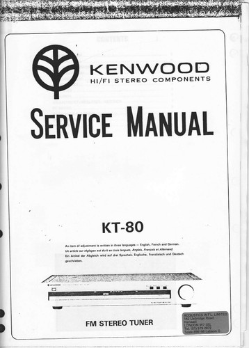 Manuel service pour kenwood - manuel,