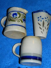 vintage 3 POT en GRES au sel D'ALSACE cruche VASE pichet BETSCHDORF schmitter