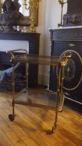 Rare desserte verre laiton - desserte,