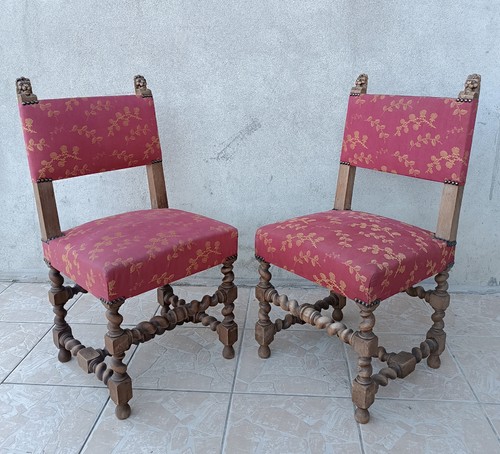 Paire chaises louis xiii - chaises, en