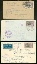 Ceylon 1944, three covers/50c