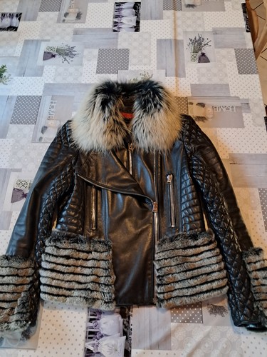 Veste cuir noir col - noir,