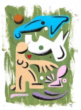 Art contemporain peinture acrylique sur papier abstrait oeuvre originale Signé